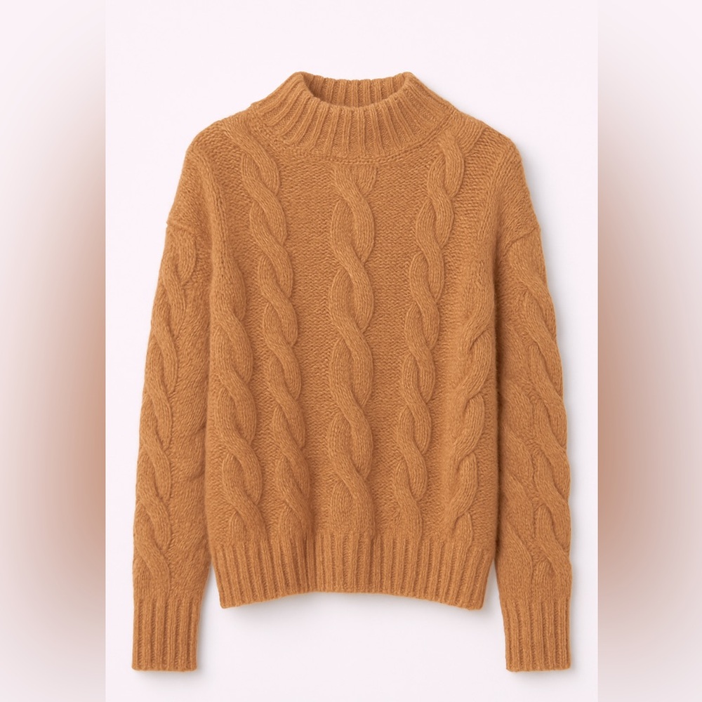 Anthropologie Cable Knit Wool Blend Normcore
Classic Caramel Tan – XL– NWOT